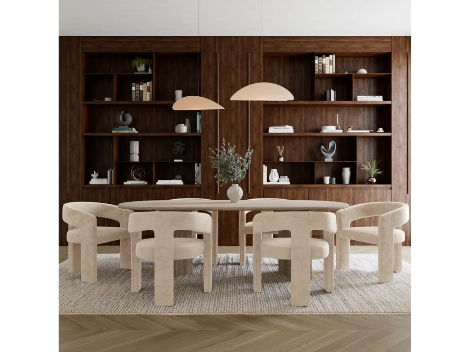 Lot de 2 fauteuils SARAH en Tissu tramé toucher doux Beige foncé