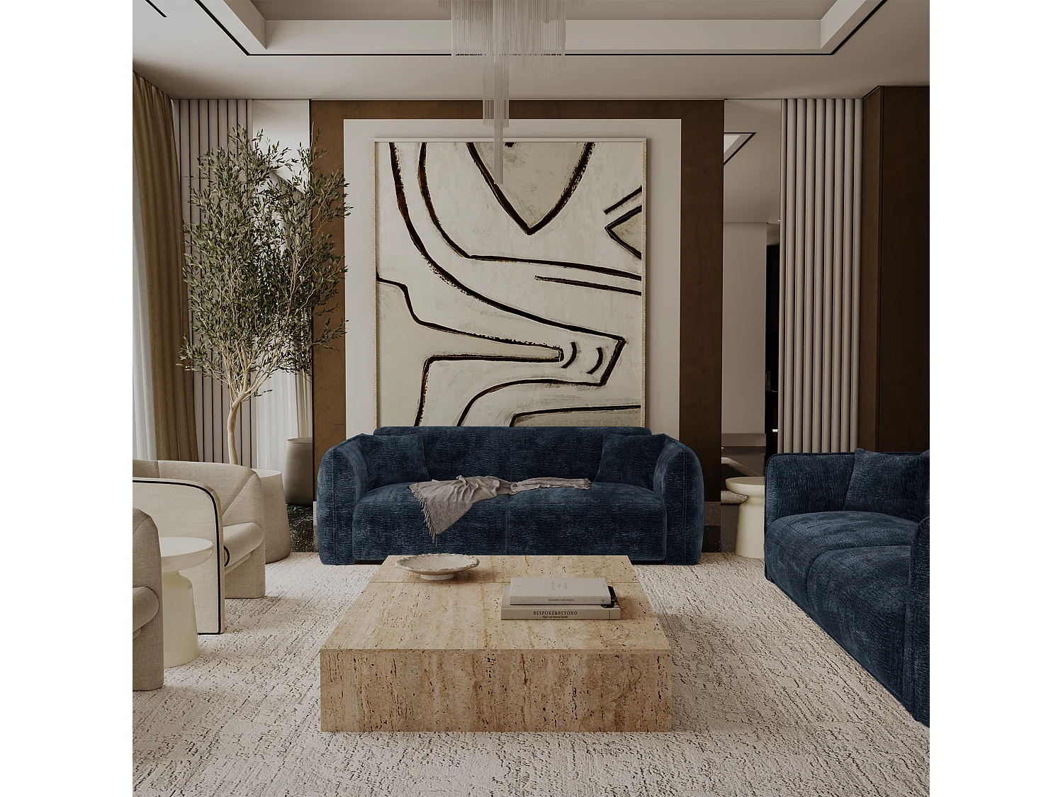 Canapé LUSH en Velours à motifs Bleu nuit