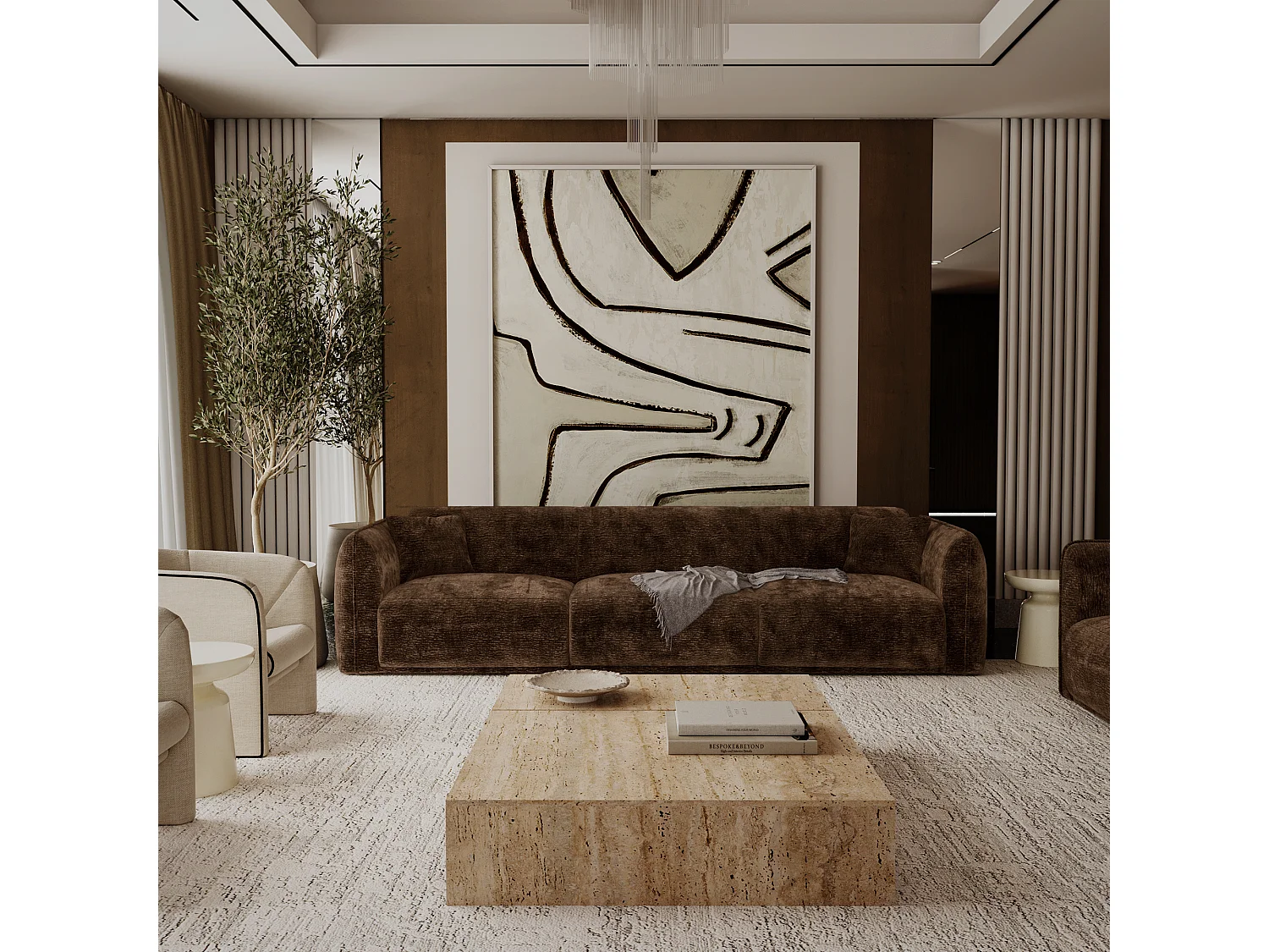 Canapé LUSH en Velours à motifs Brun expresso