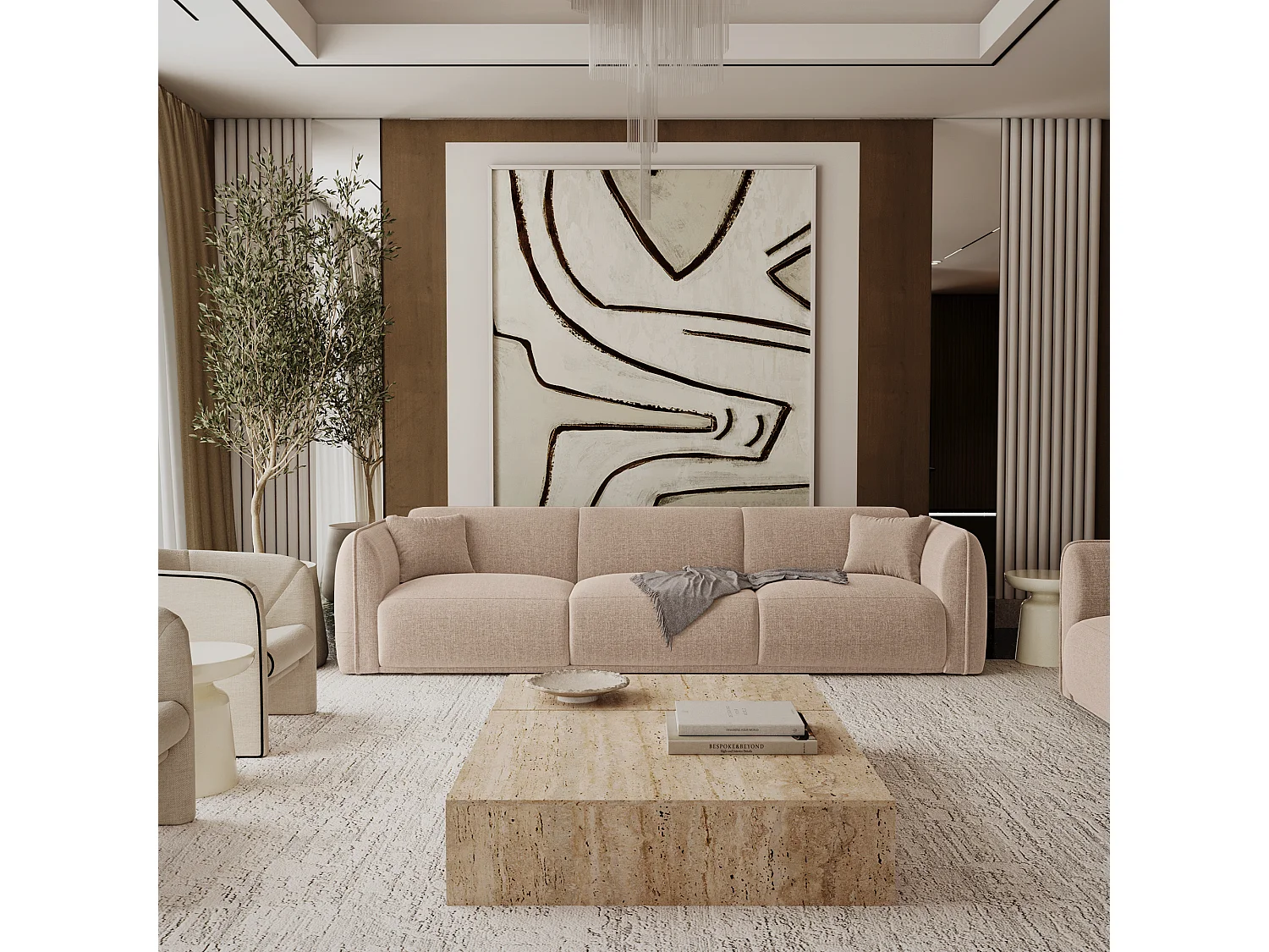 Canapé LUSH en Tissu tramé toucher doux  Taupe