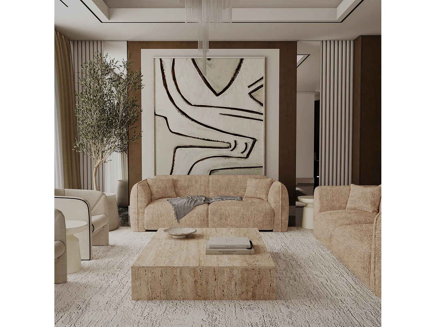 Canapé LUSH en Velours à motifs Beige taupe