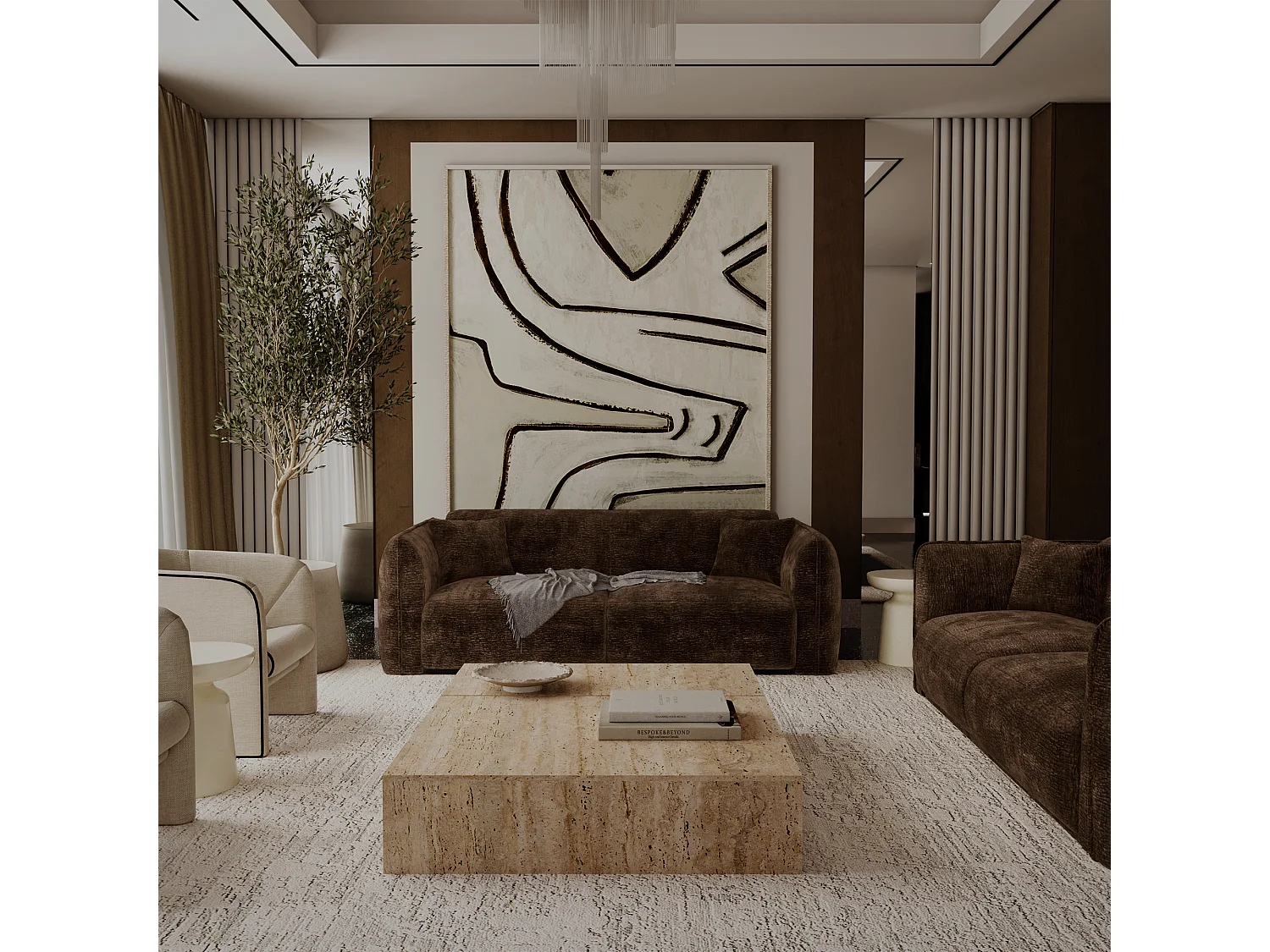 Canapé LUSH en Velours à motifs Brun expresso