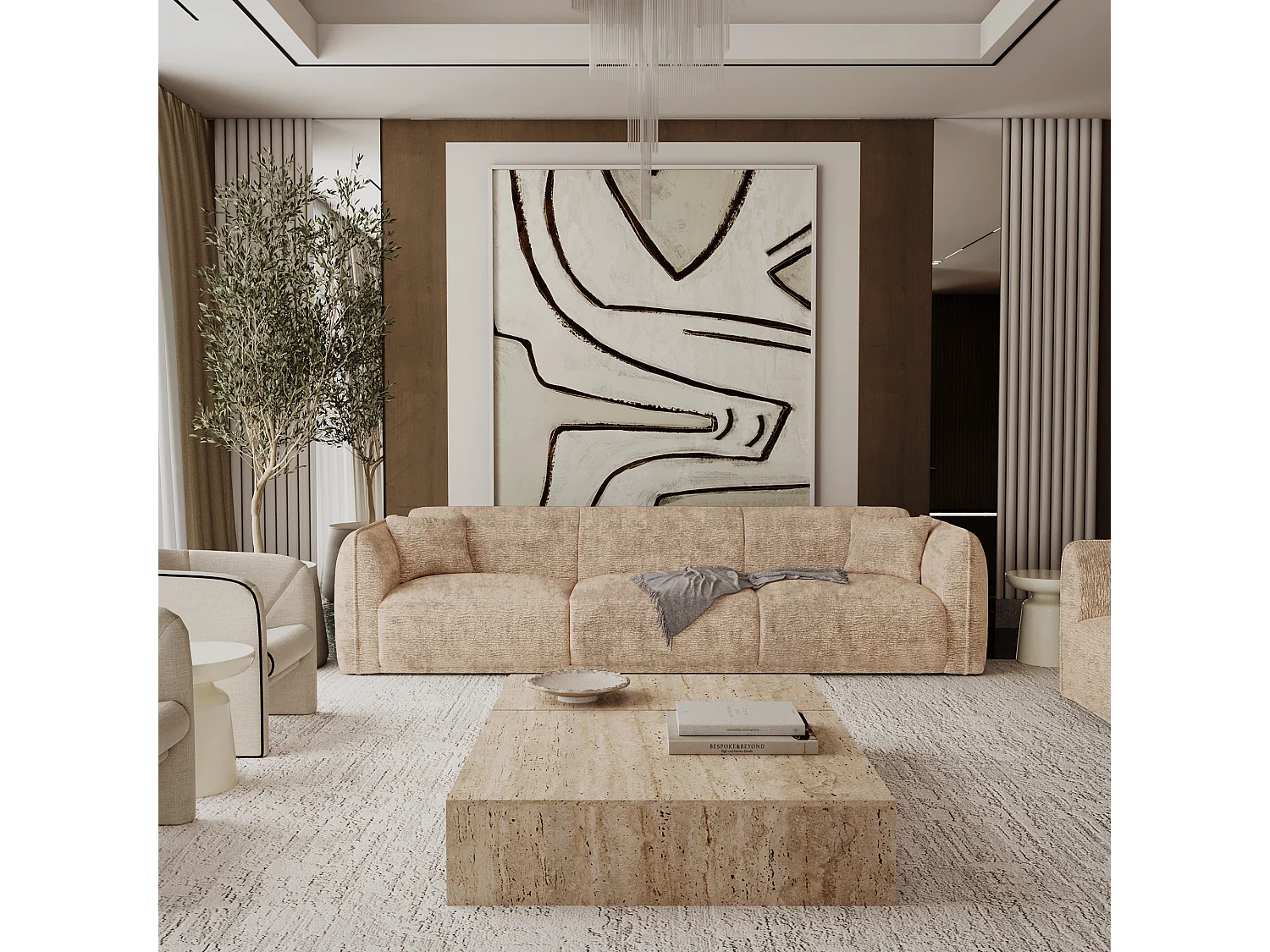 Canapé LUSH en Velours à motifs Beige taupe