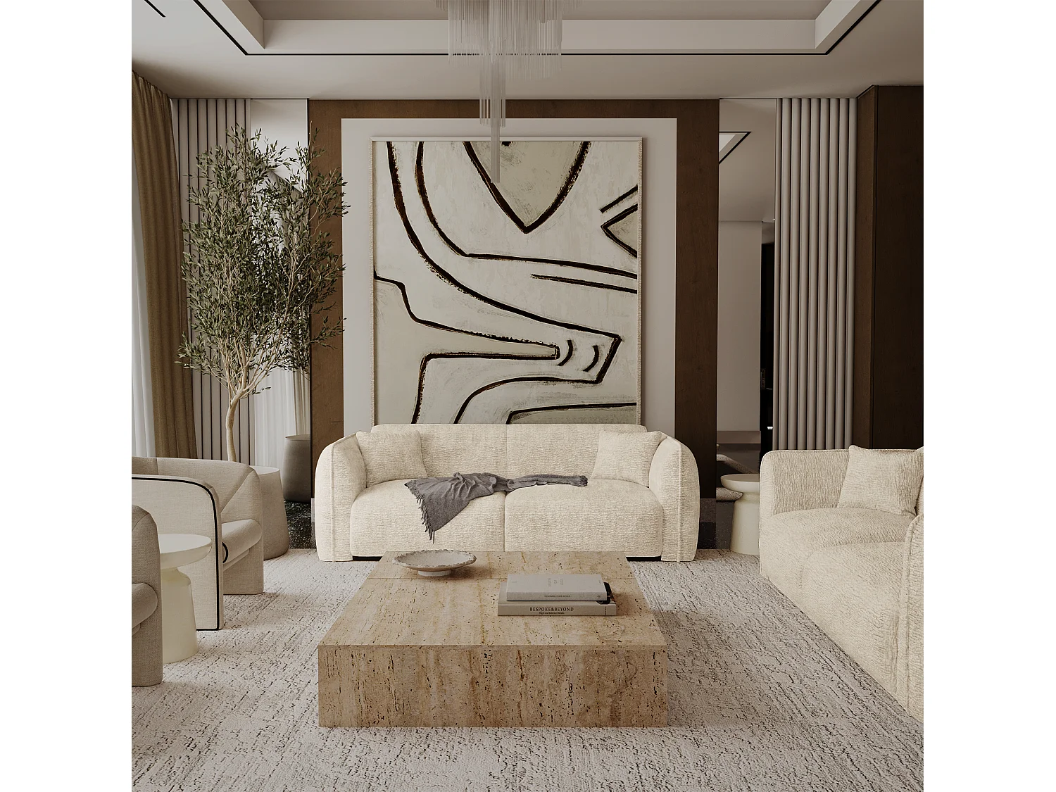 Canapé LUSH en Velours à motifs Crème