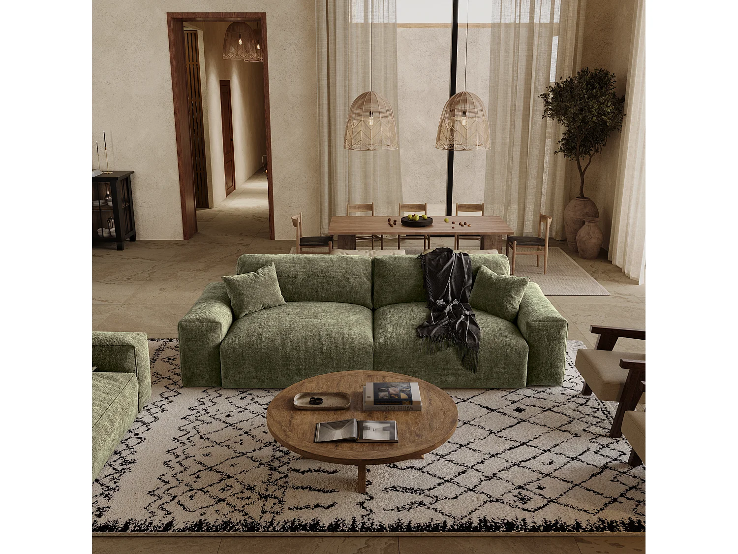 Canapé  CHEER en Velours gaufré Vert vintage