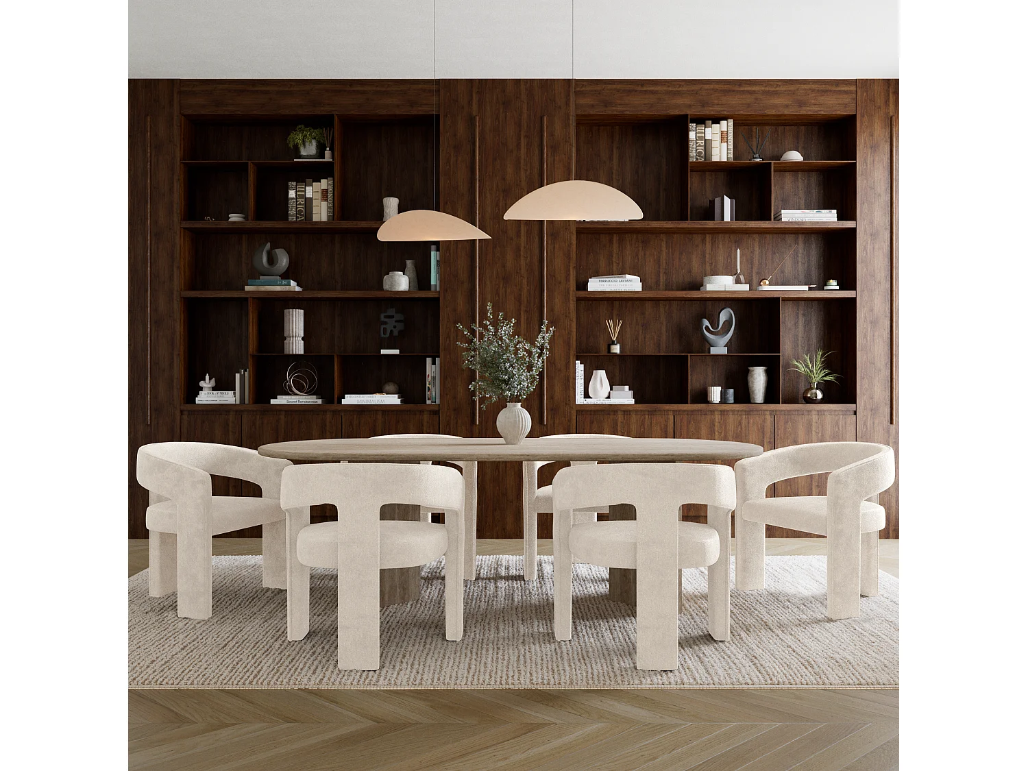 Lot de 2 fauteuils SARAH en Tissu tramé toucher doux Crème