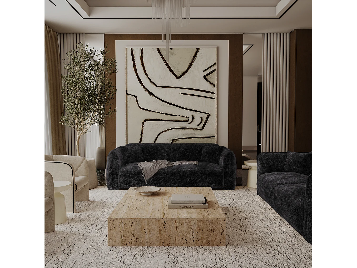 Canapé LUSH en Velours à motifs Noir