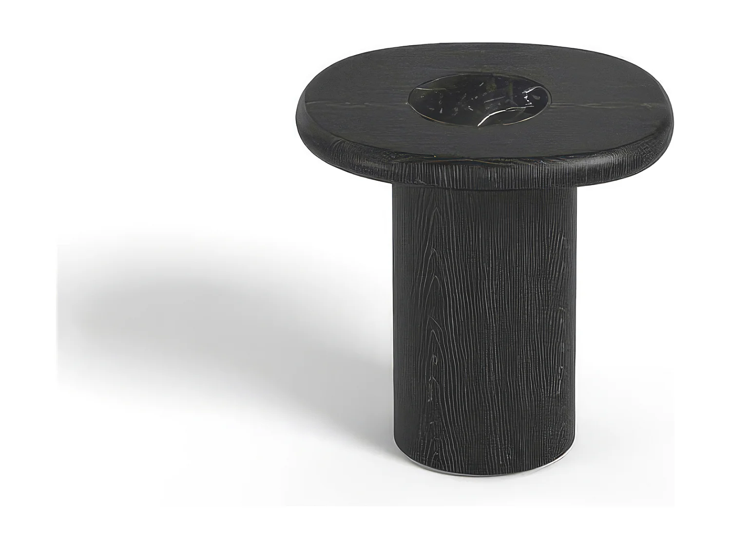 Table d'appoint  en Bois contreplaqué, chêne noir et marbre noir naturel