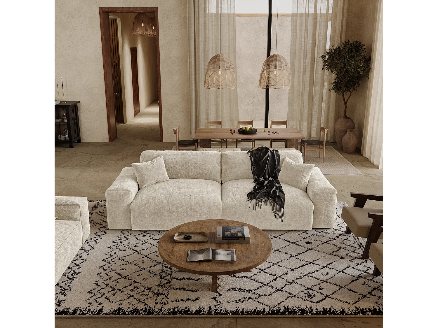 Canapé  CHEER en Velours gaufré Beige