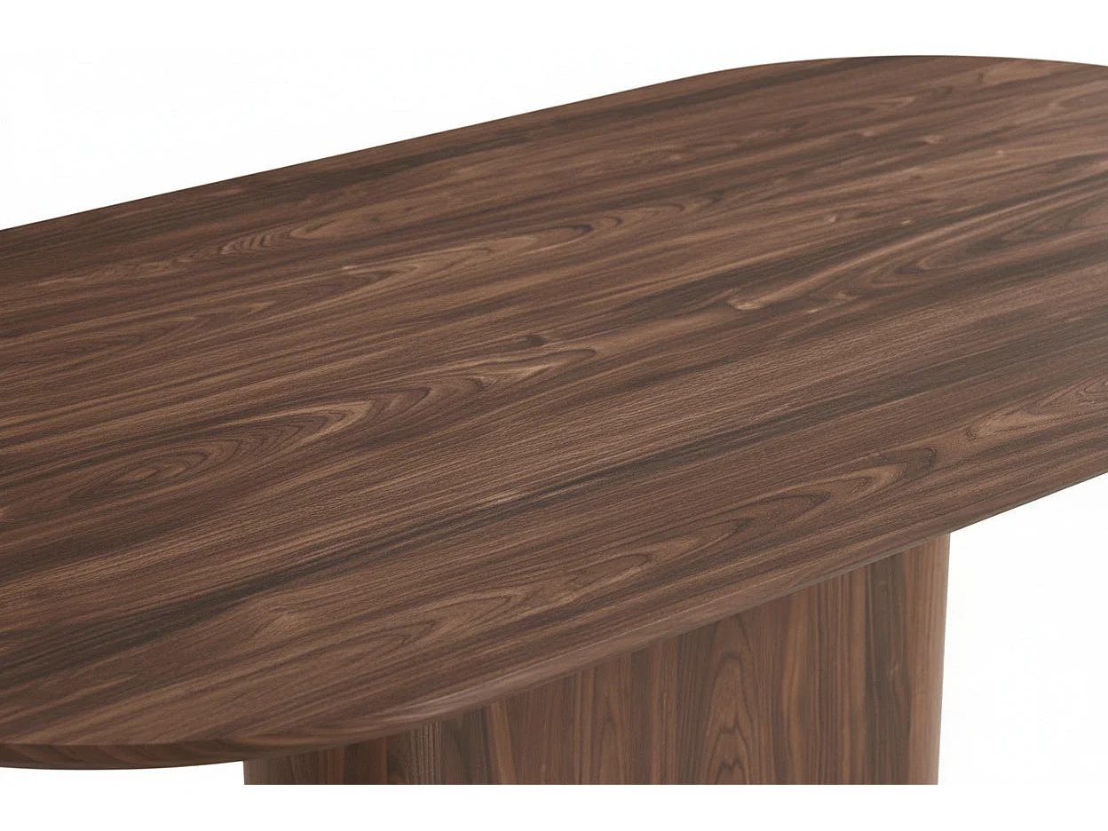Table à manger 6 personnes ovale effet noyer 160x90 cm - LOKA