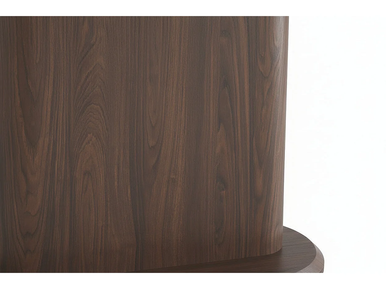 Table à manger céramique travertin pied effet noyer 180x90x75 cm LOKA