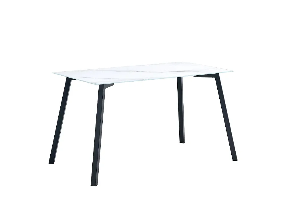 Table à manger MIRAGE en verre marbre blanc
