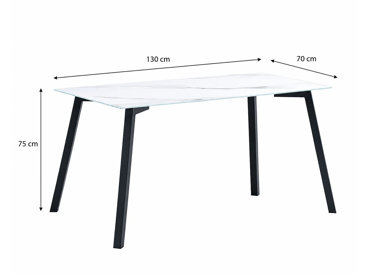 Table à manger MIRAGE en verre marbre blanc