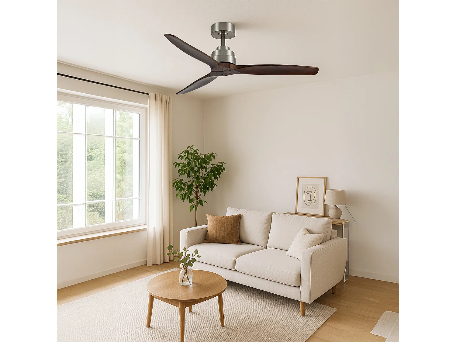 Ventilador de techo 132 cm nogal 6 velocidades wifi – helix