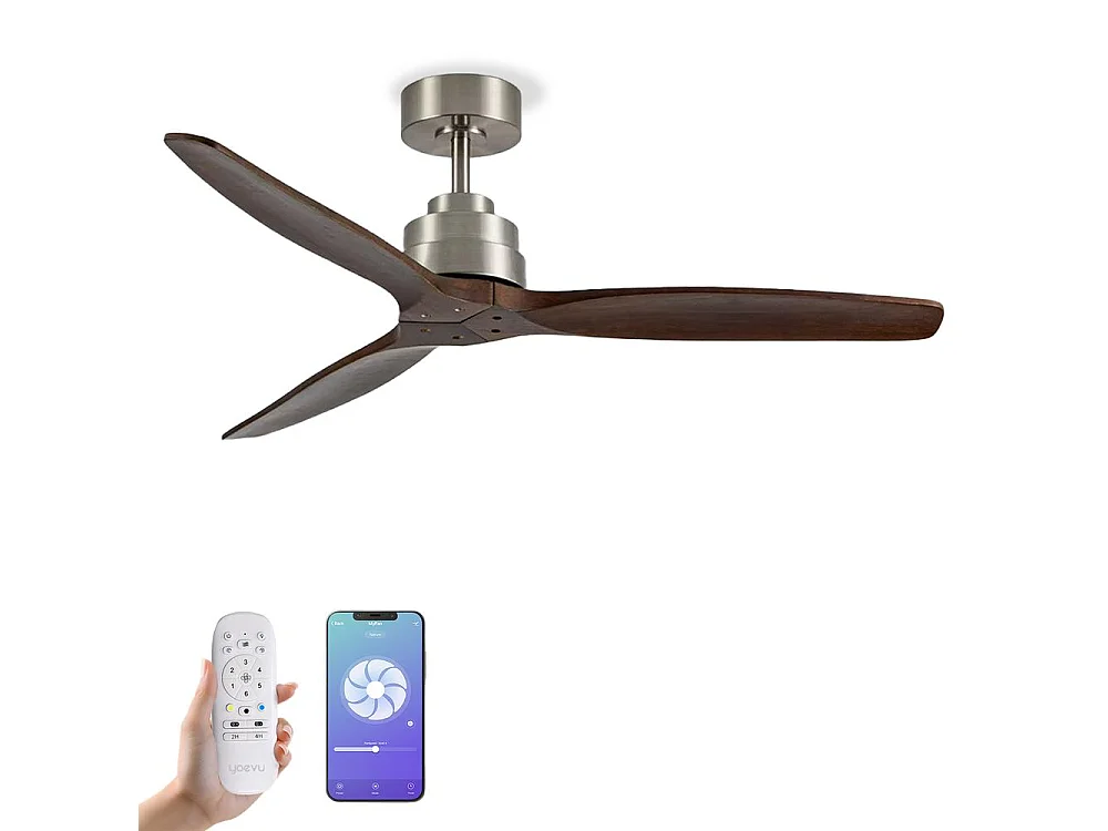 Ventilador de techo 132 cm nogal 6 velocidades wifi – helix