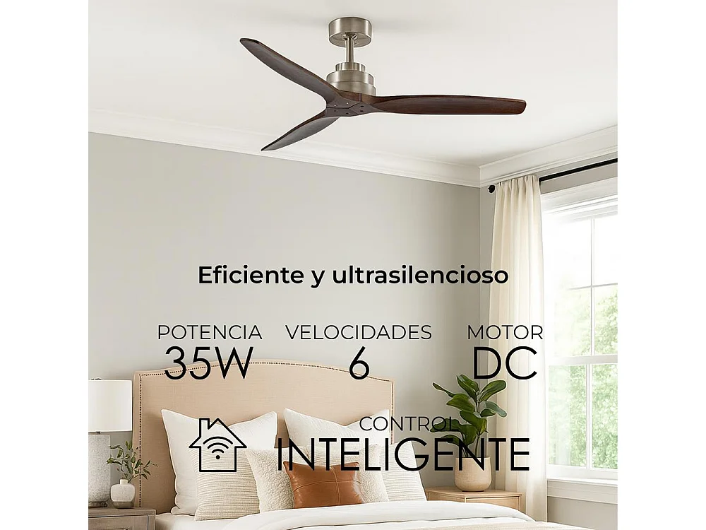 Ventilador de techo 132 cm nogal 6 velocidades wifi – helix