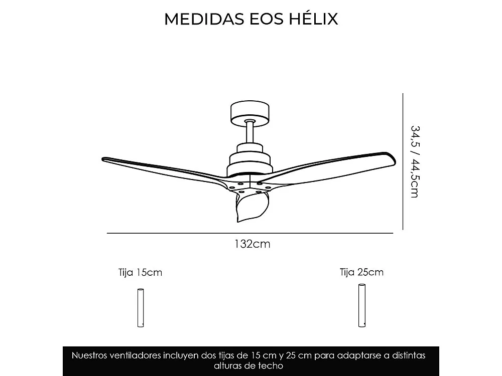 Ventilador de techo 132 cm nogal 6 velocidades wifi – helix
