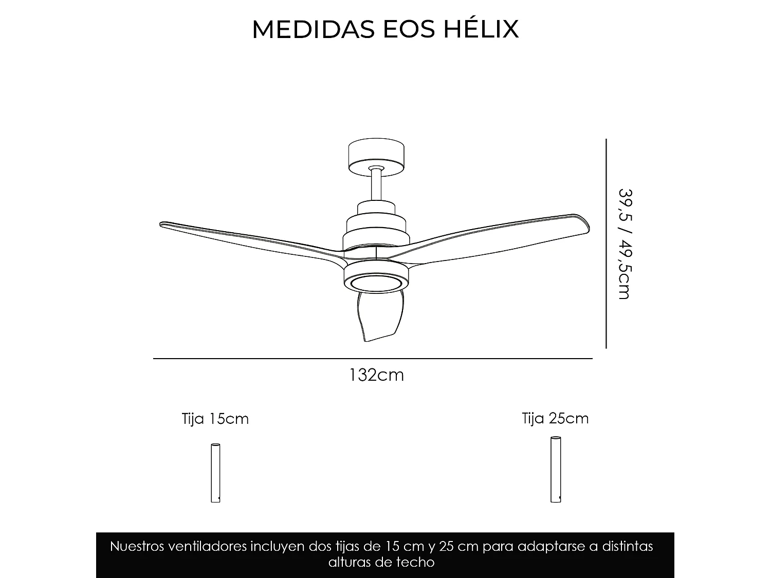 Ventilador de techo con luz led 132 cm wifi 6 velocidades – helix