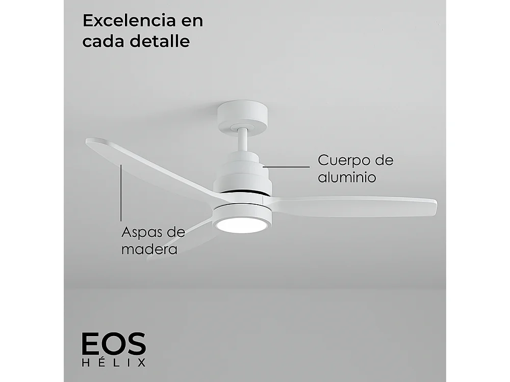 Ventilador de techo con luz led 132 cm wifi 6 velocidades – helix