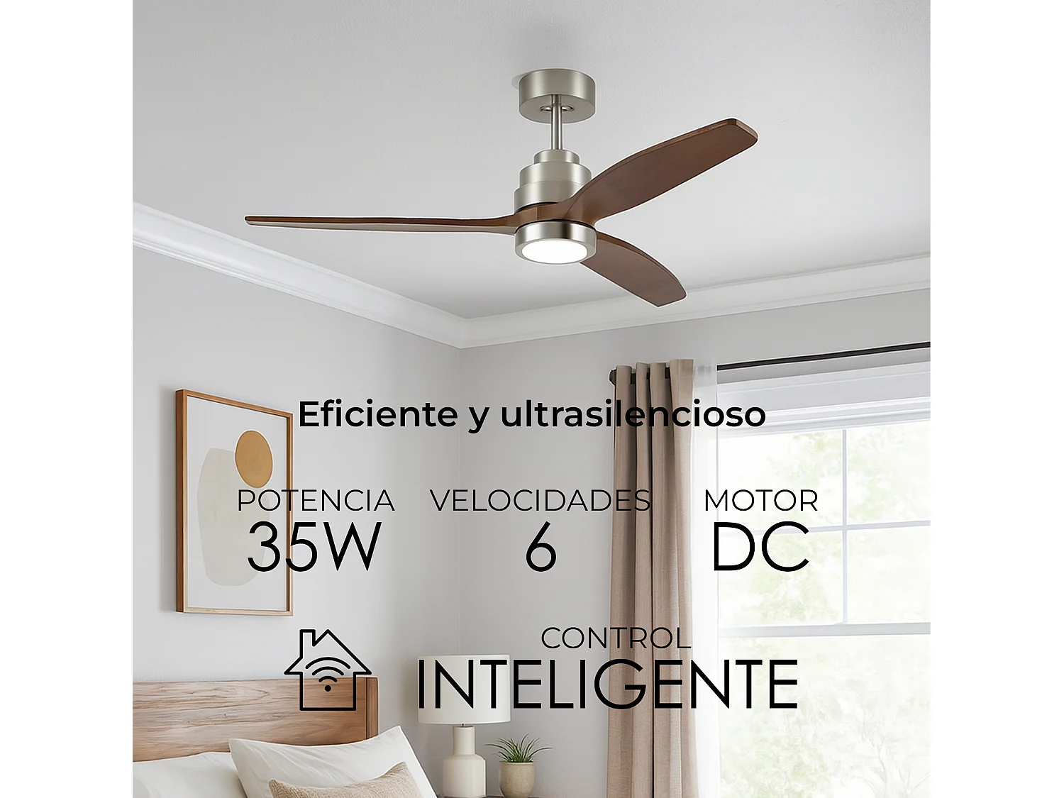 Ventilador de techo con luz led 132 cm wifi 6 velocidades – helix