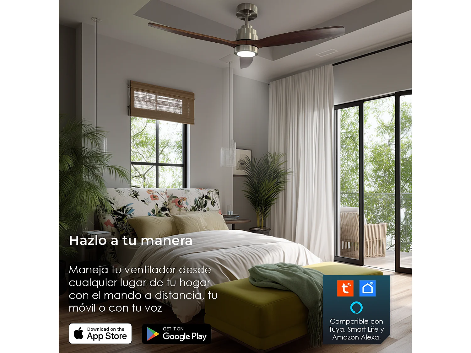 Ventilador de techo con luz led 132 cm wifi 6 velocidades – helix