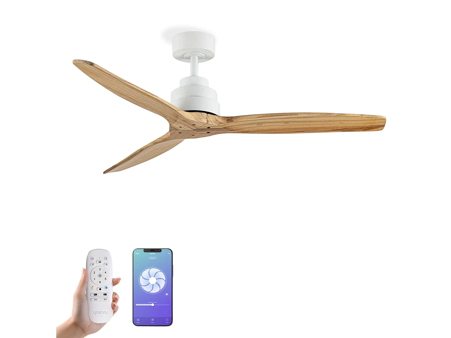 Ventilador de techo 132 cm haya 6 velocidades wifi – helix