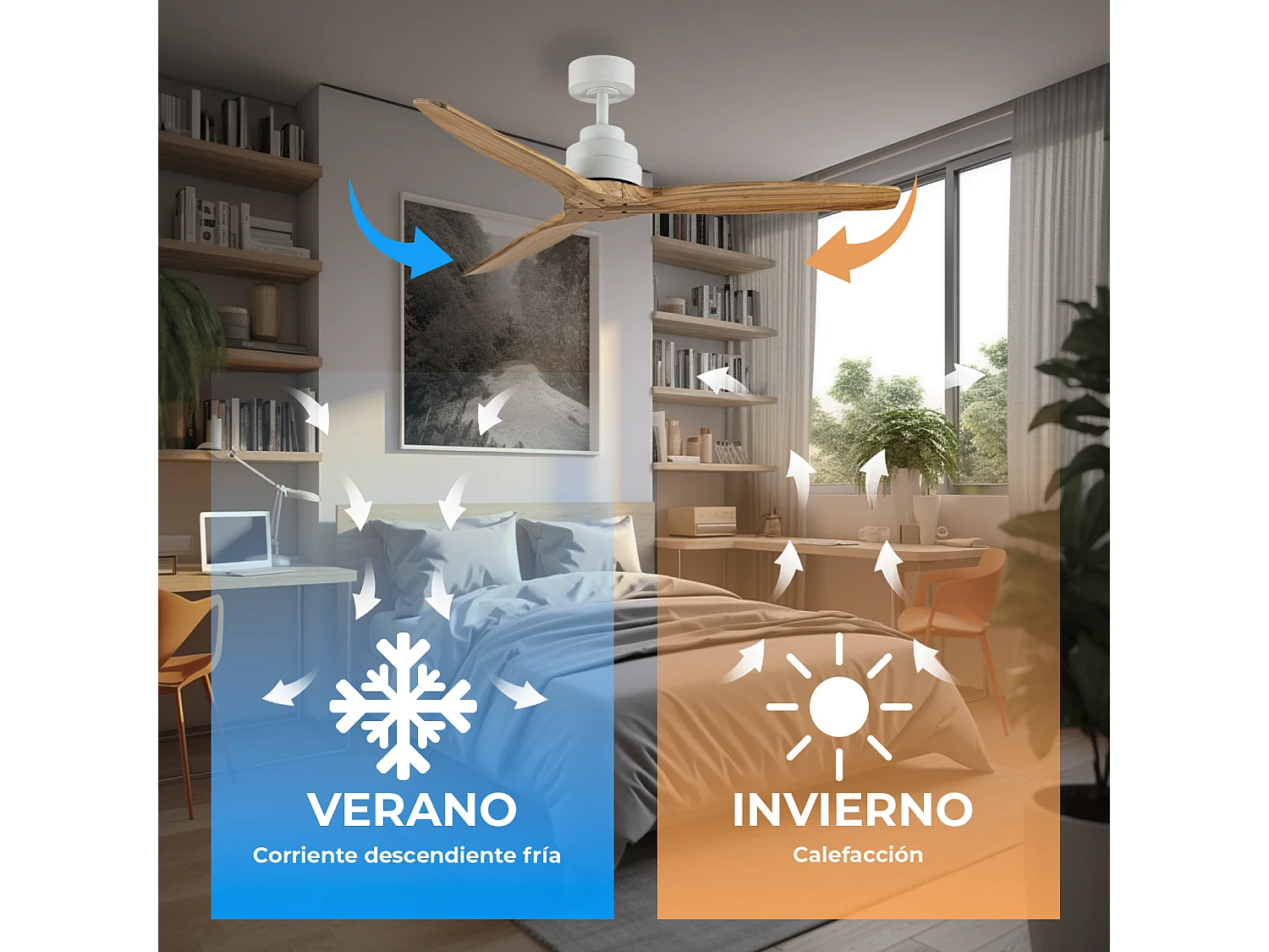 Ventilador de techo 132 cm haya 6 velocidades wifi – helix