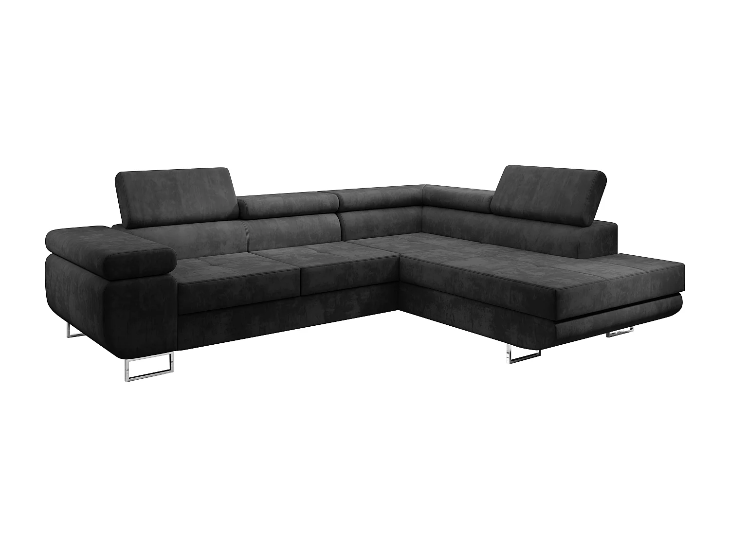 AX LIVING Canapé d’angle Kanya gris 275 cm convertible avec coffre droite