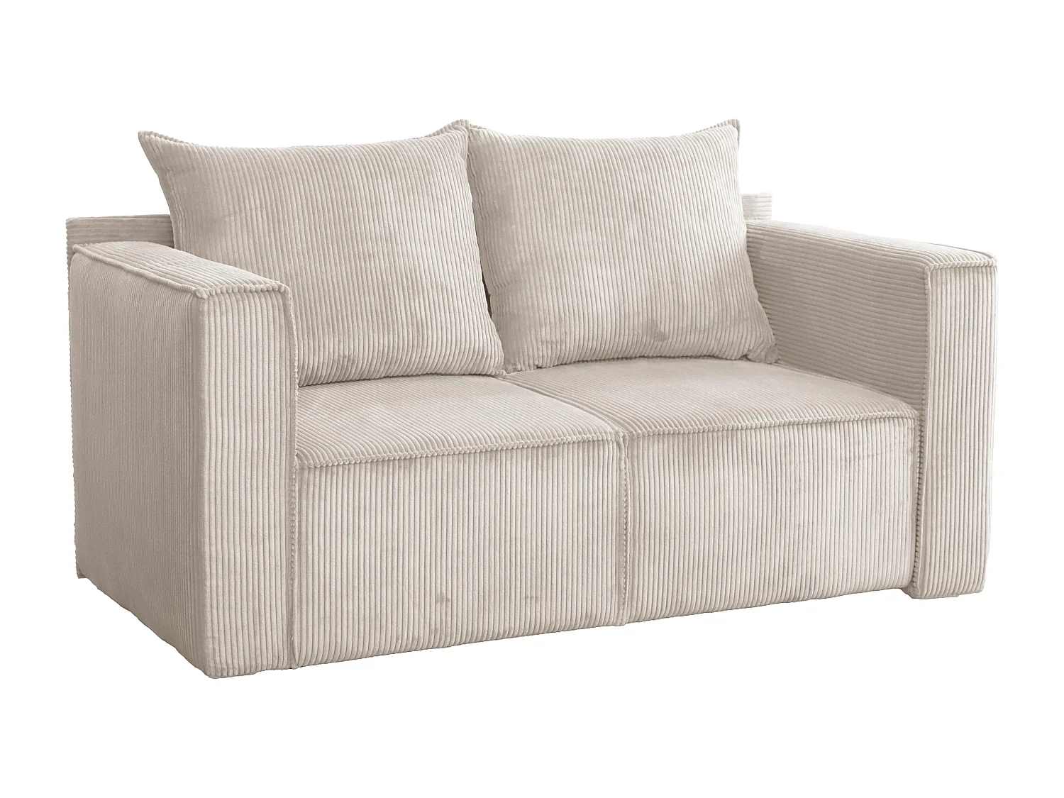 AX LIVING Hatay Schlafsofa 2 Sitzer Cord Creme Sofa mit Bettkasten 170
