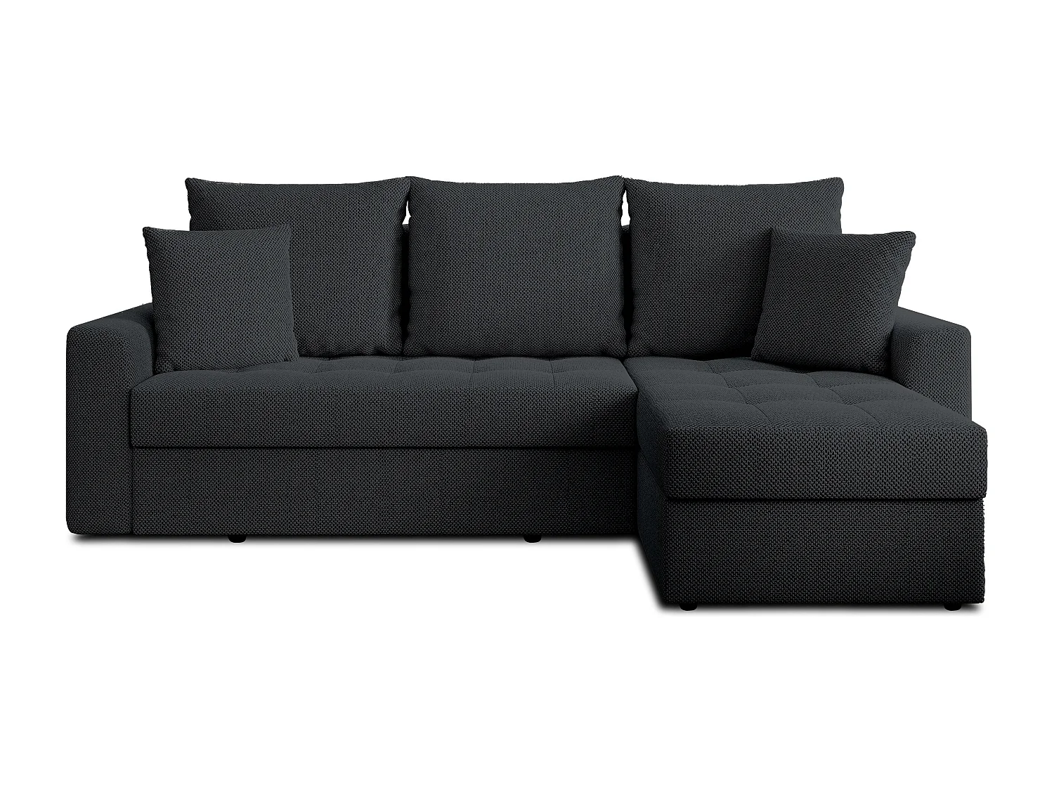 AX LIVING Canapé d’angle Karaman 238 cm noir convertible avec coffre