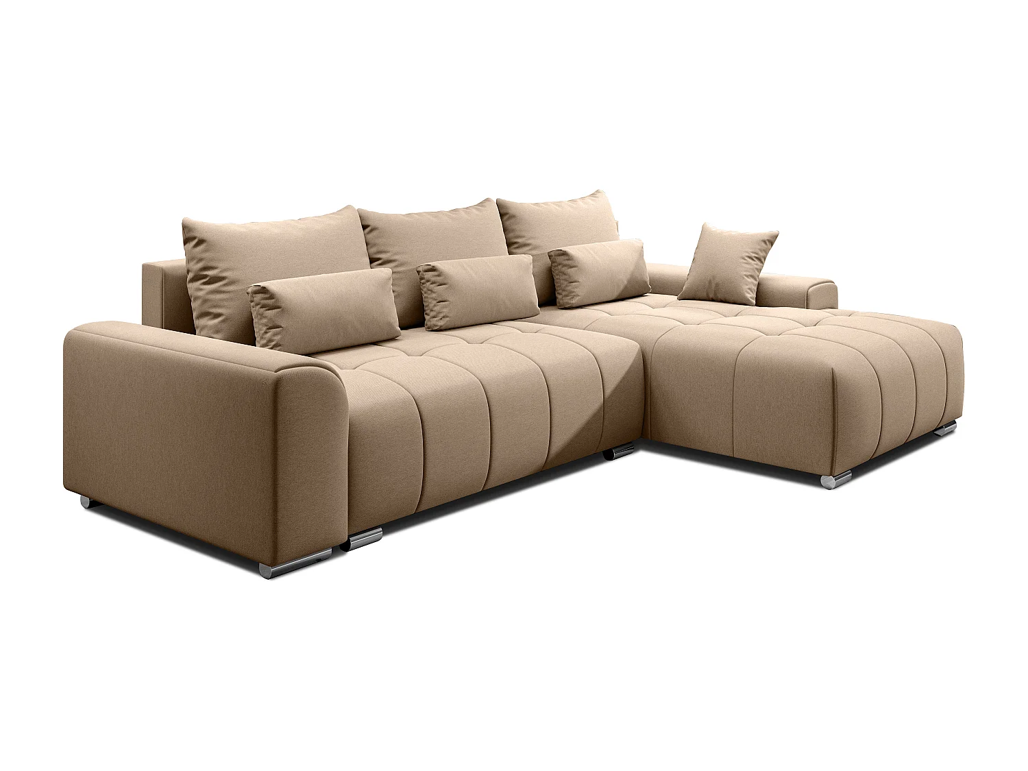 AX LIVING Canapé d’angle Rivolli 260 cm beige convertible avec coffre