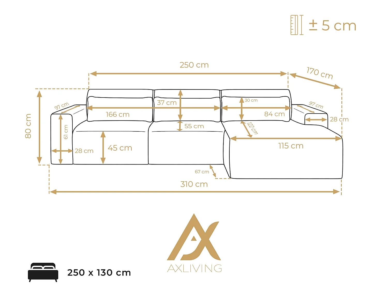 AX LIVING Wohnlandschaft mit Schlaffunktion Ruyam Schlafsofa Hellgrau R
