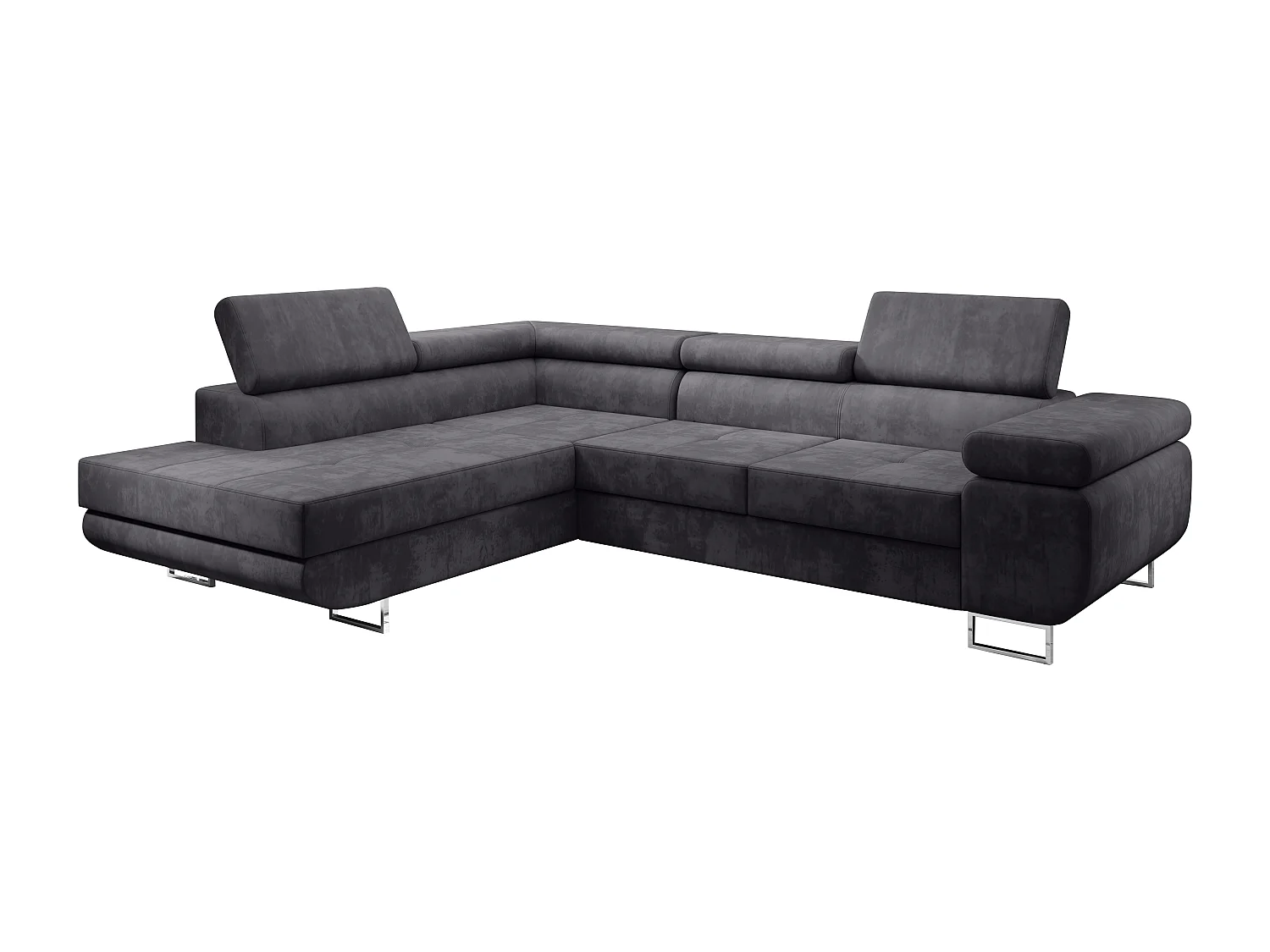 AX LIVING Canapé d’angle Kanya gris clair 275 cm convertible avec coffre gauche