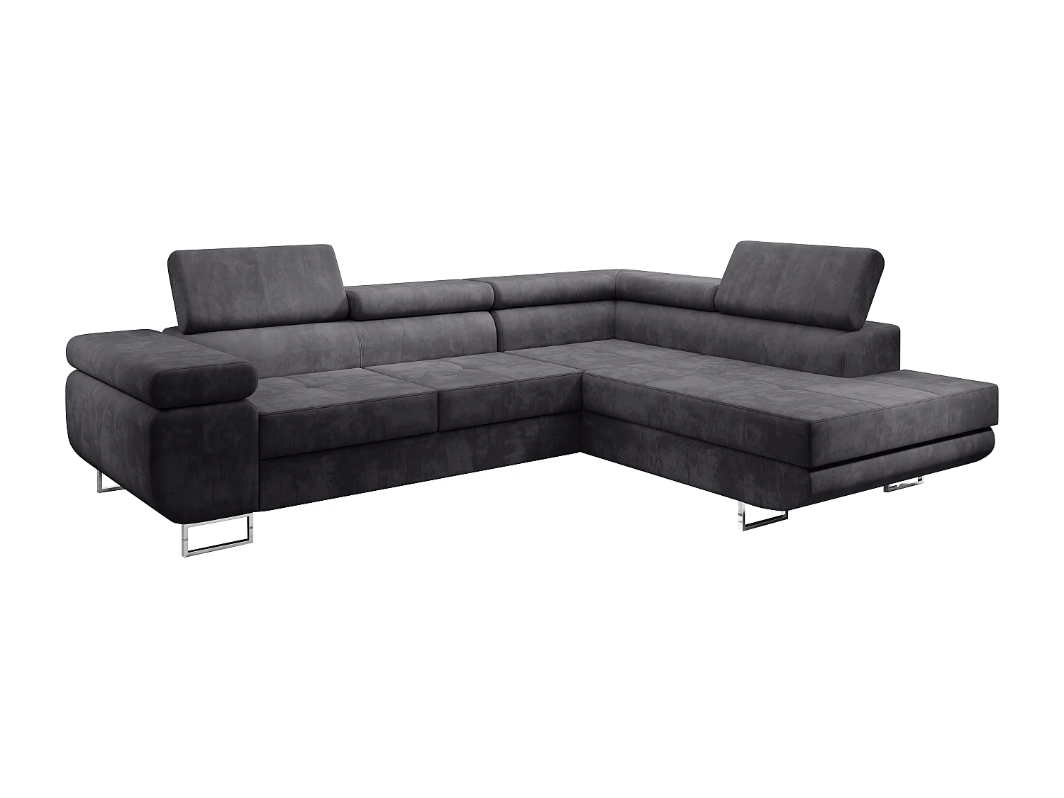 AX LIVING Canapé d’angle Kanya gris clair 275 cm convertible avec coffre droite