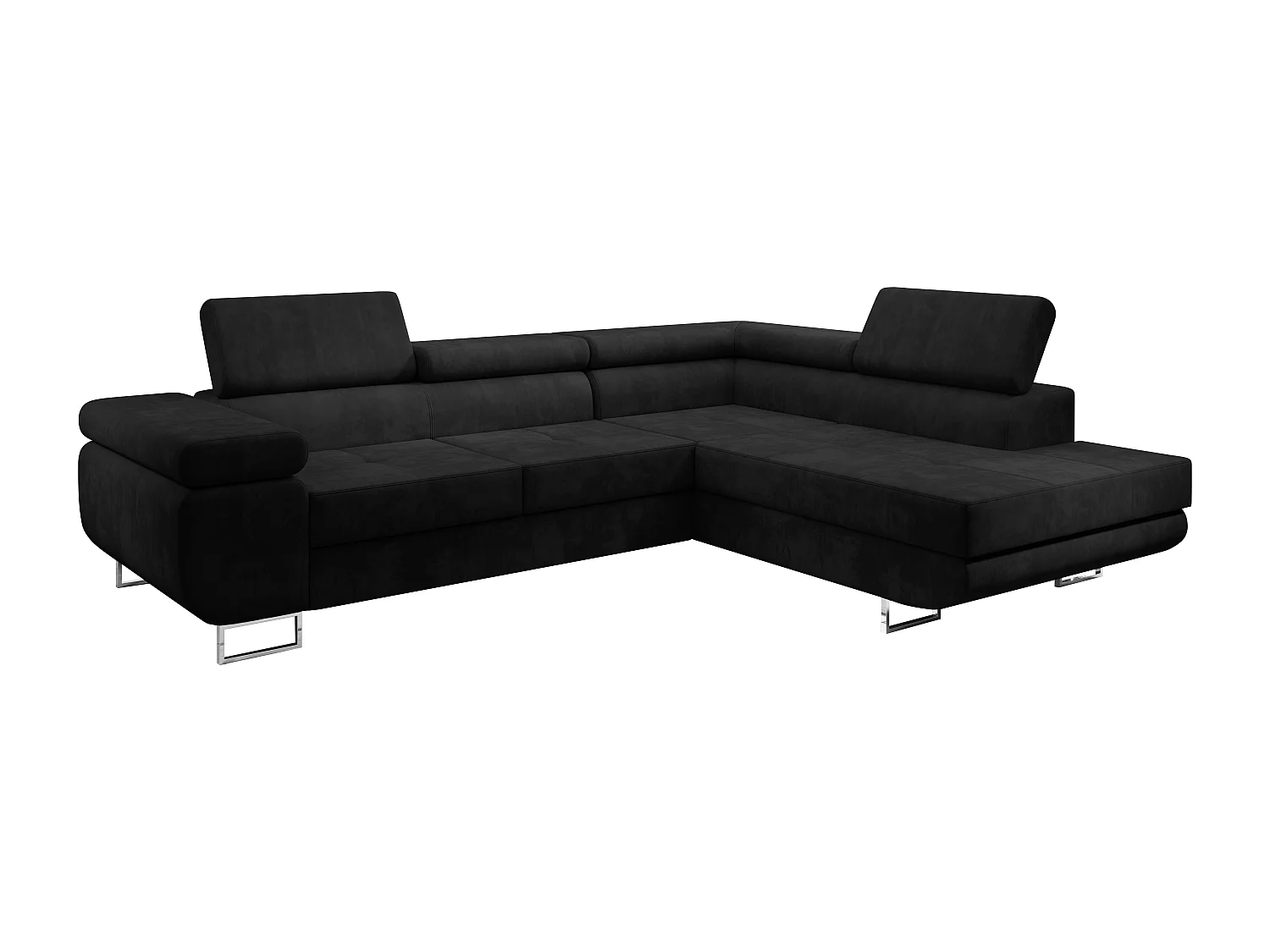 AX LIVING Canapé d’angle Kanya noir 275 cm convertible avec coffre droite