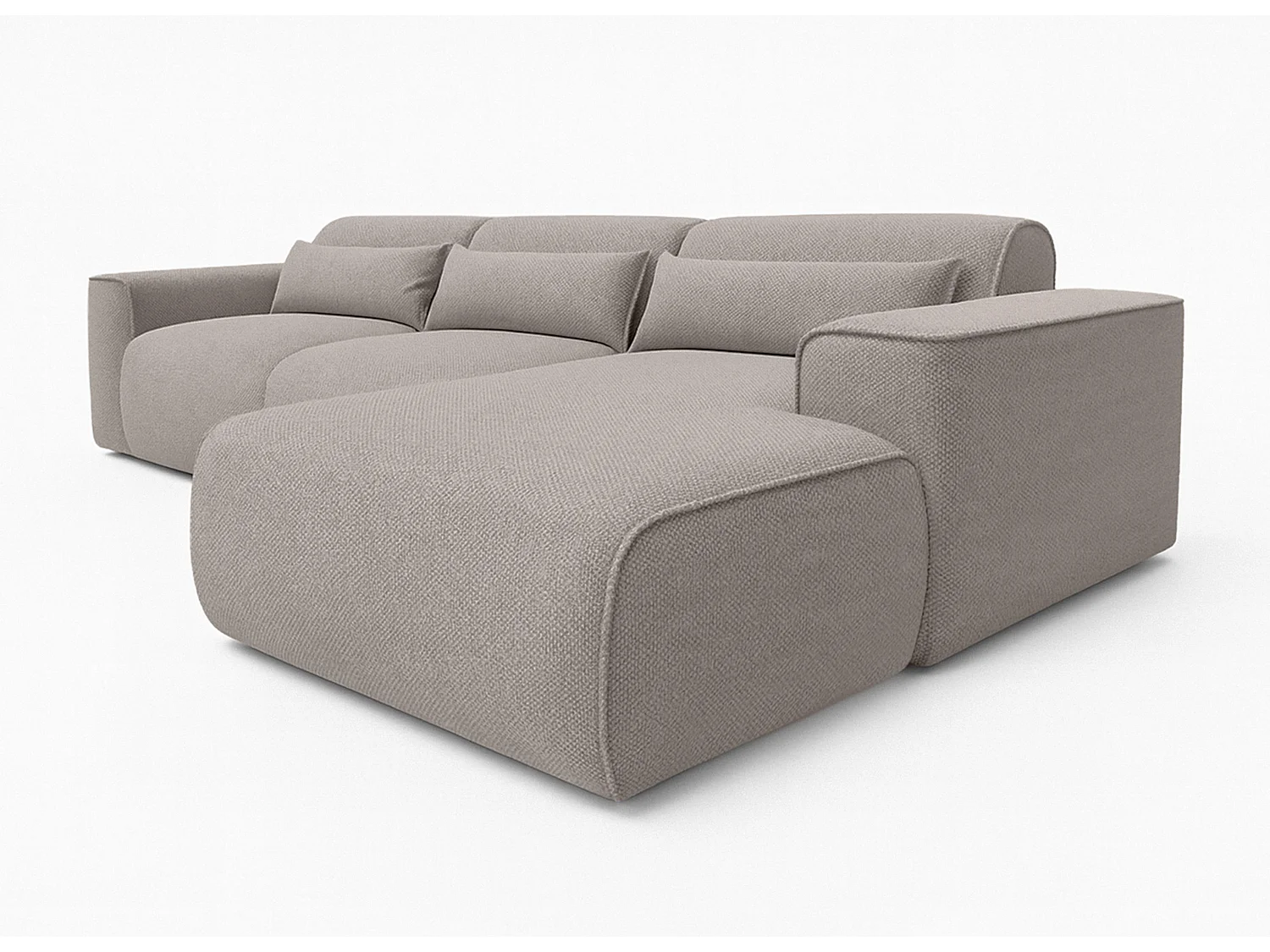 AX LIVING Canapé panoramique Ruyam 310 cm marron clair convertible droite