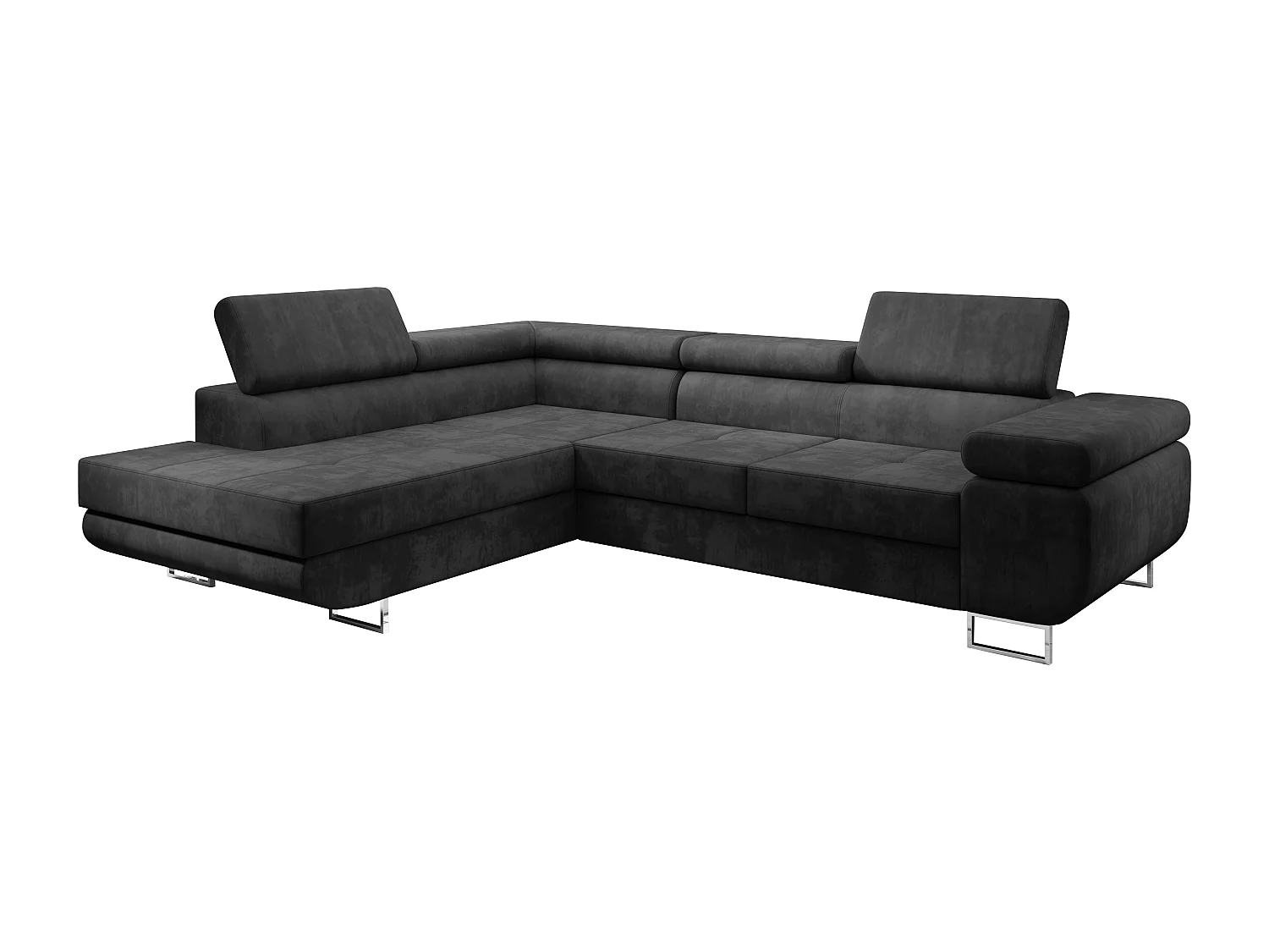 AX LIVING Canapé d’angle Kanya gris 275 cm convertible avec coffre gauche