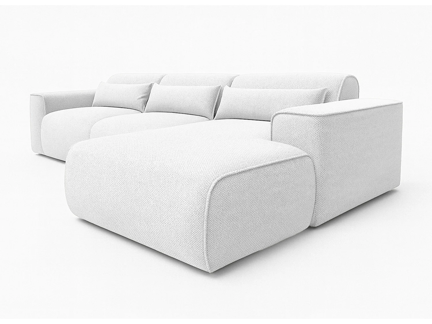 AX LIVING Hoekbank Ruyam parelwit met slaapfunctie rechts