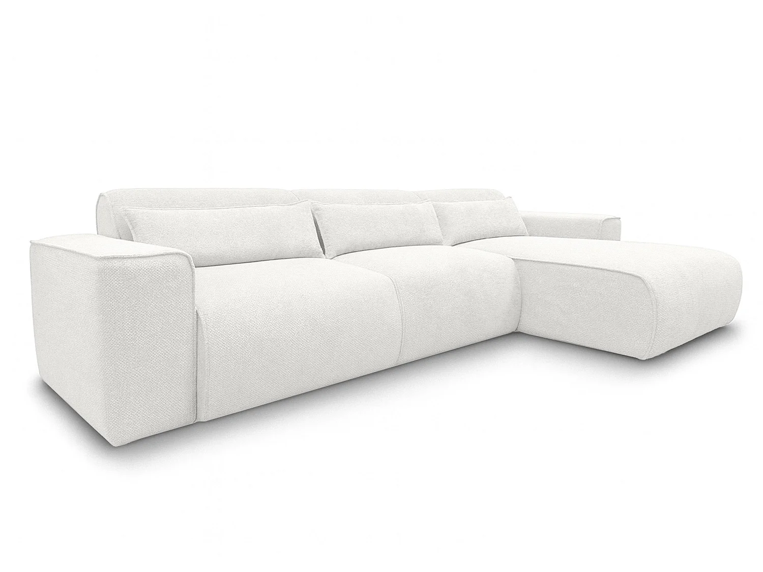 Canapé d'angle panoramique convertible 5 places en tissu blanc RUYAM
