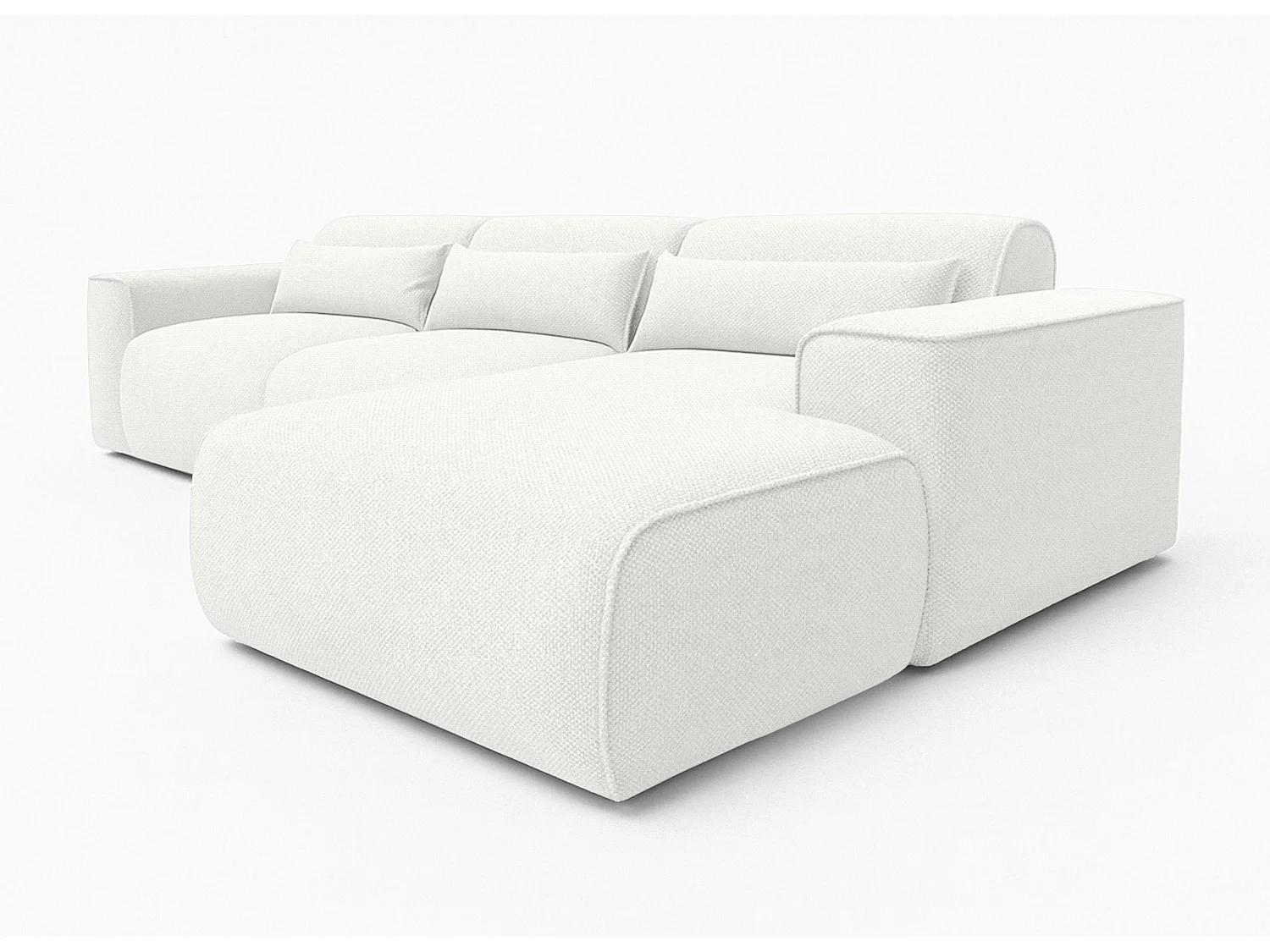 Canapé d'angle panoramique convertible 5 places en tissu blanc RUYAM