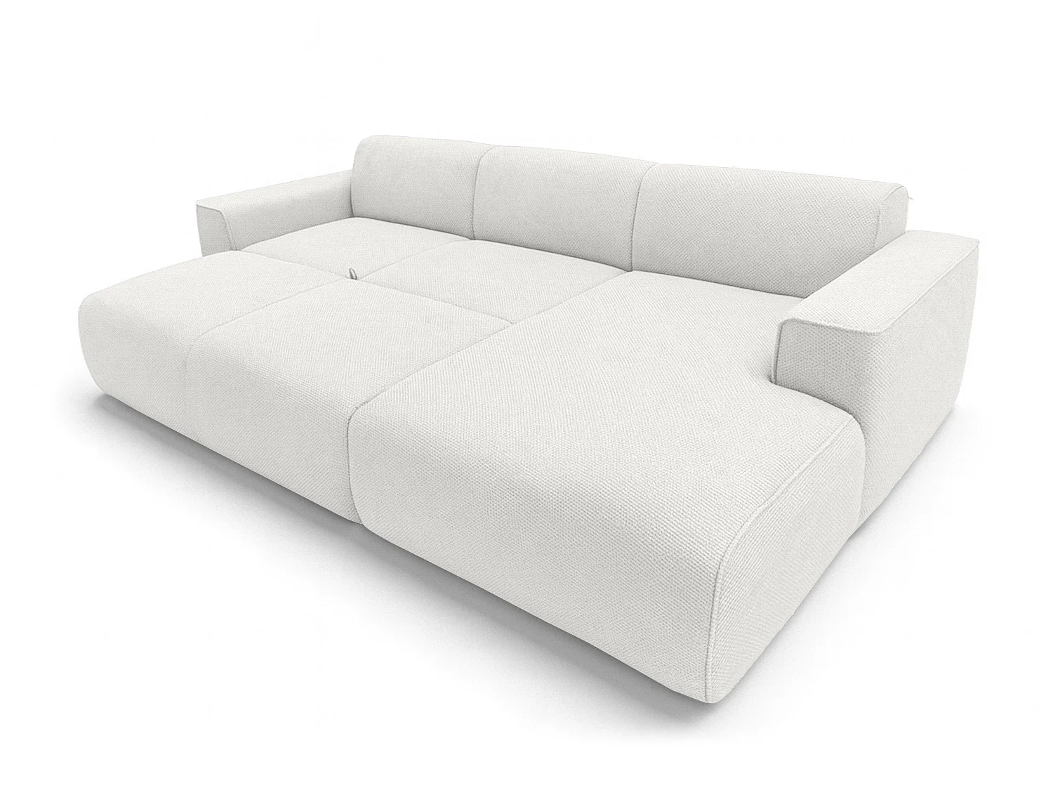 Canapé d'angle panoramique convertible 5 places en tissu blanc RUYAM