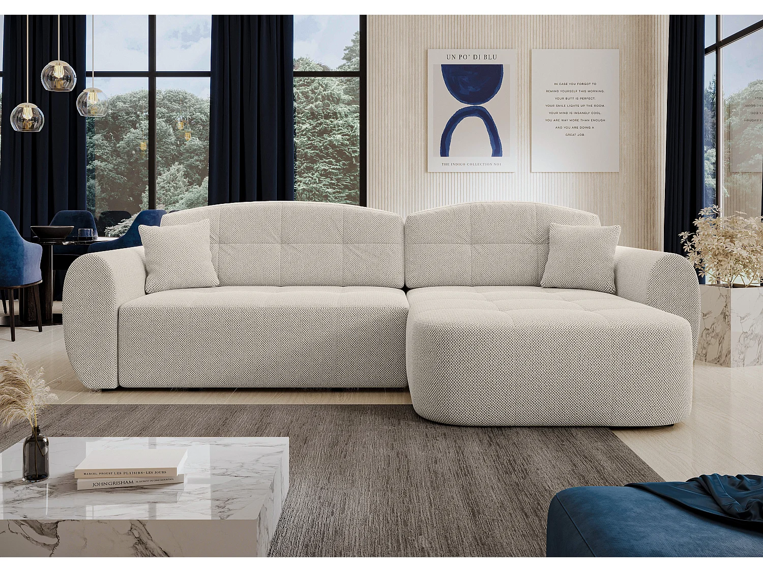 AX LIVING Canapé d’angle Nubio 282 cm beige convertible