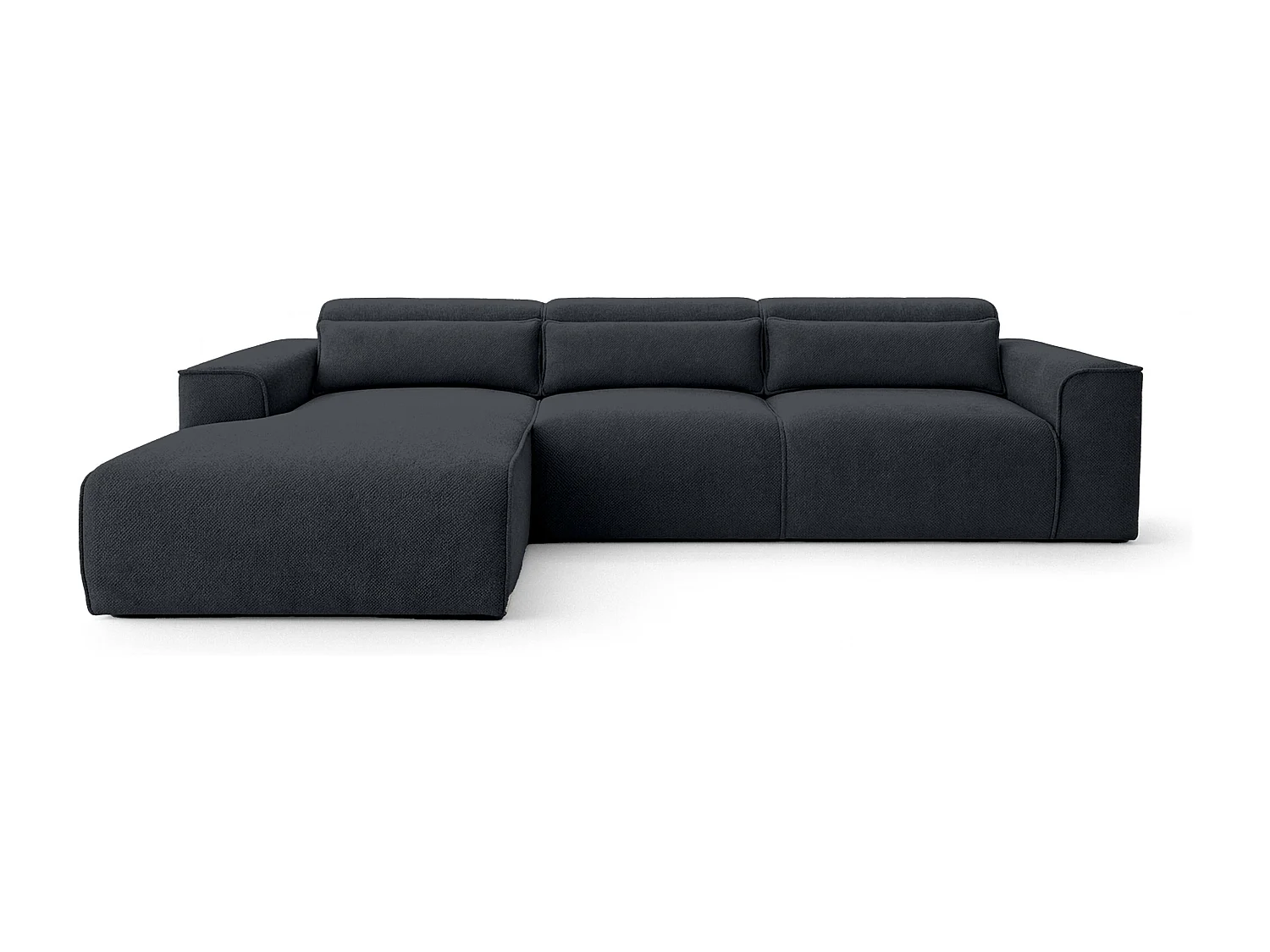 AX LIVING Canapé panoramique Ruyam noir convertible gauche