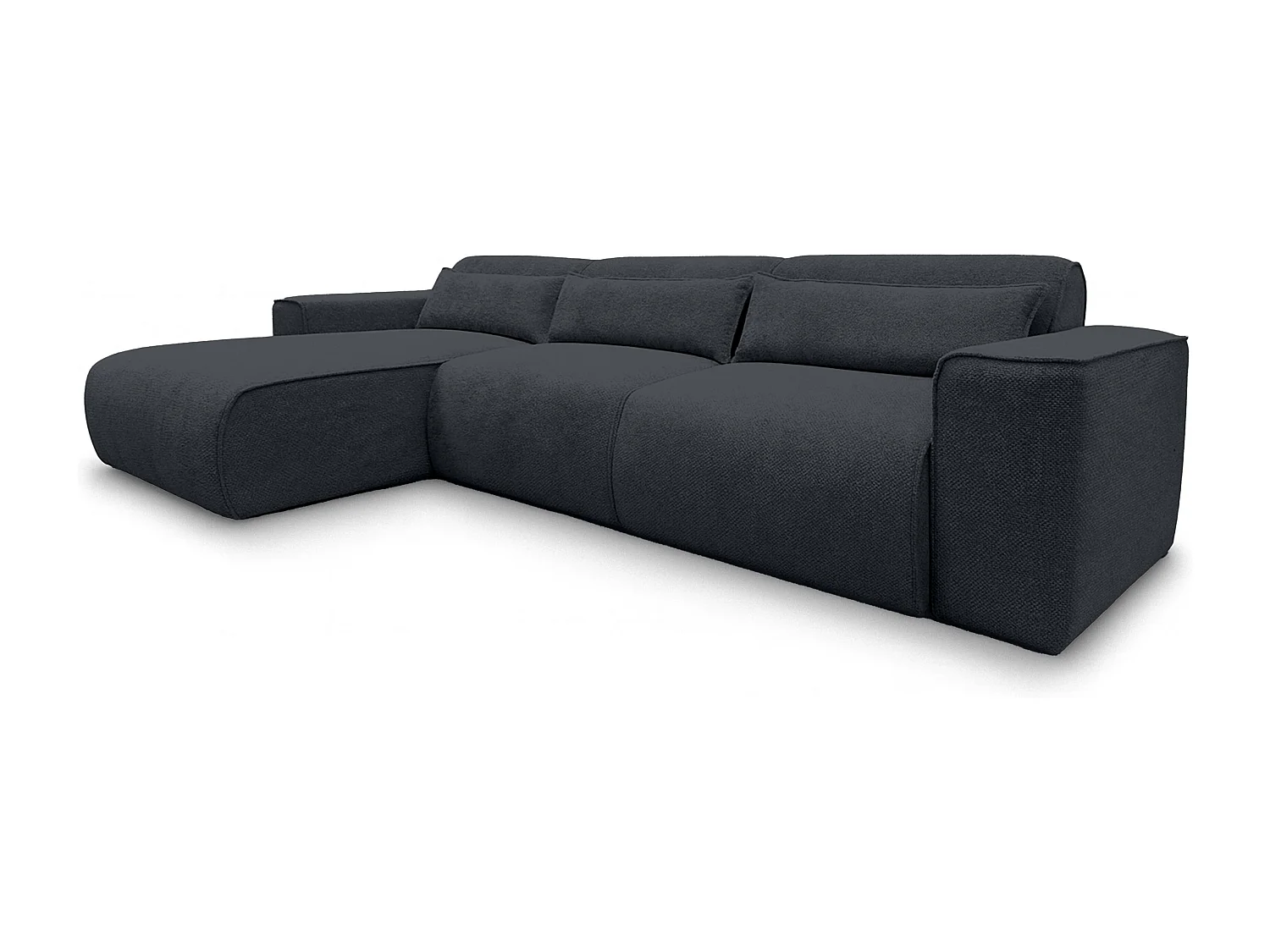 AX LIVING Canapé panoramique Ruyam noir convertible gauche