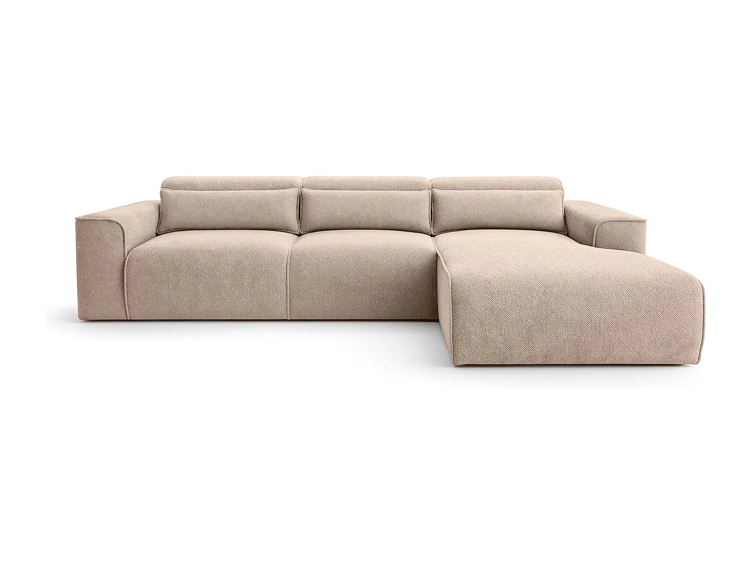 AX LIVING Canapé panoramique Ruyam 310 cm beige convertible droite