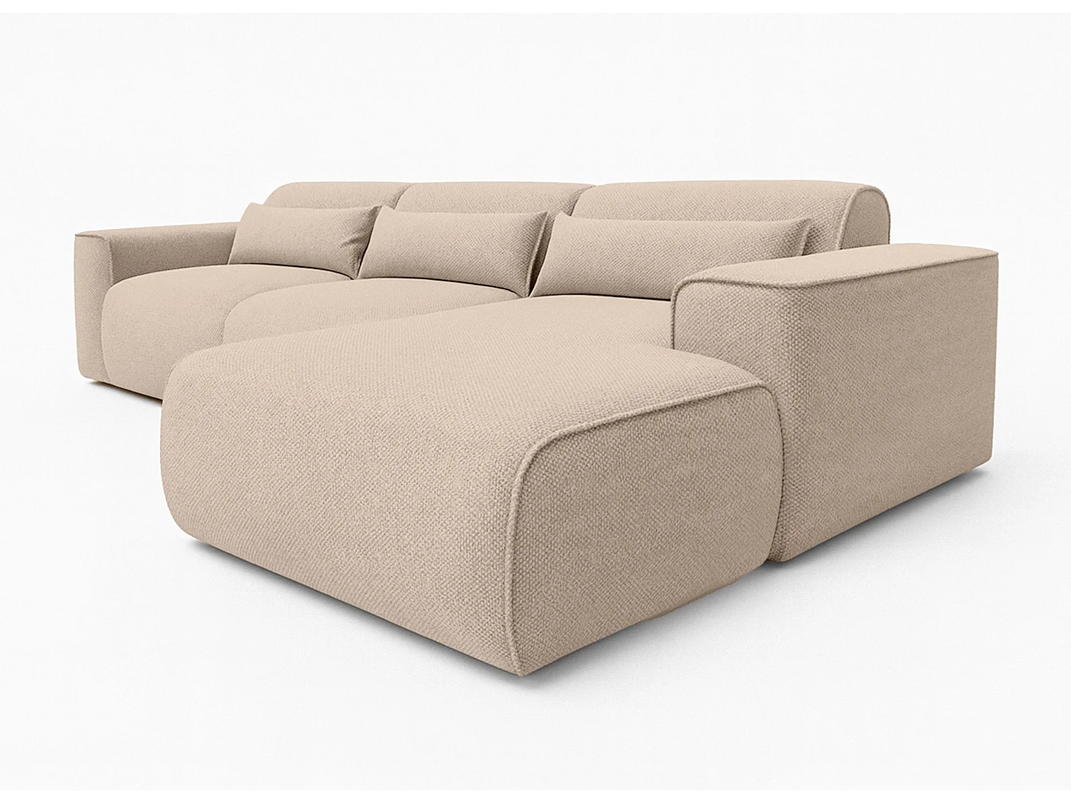 AX LIVING Canapé panoramique Ruyam 310 cm beige convertible droite