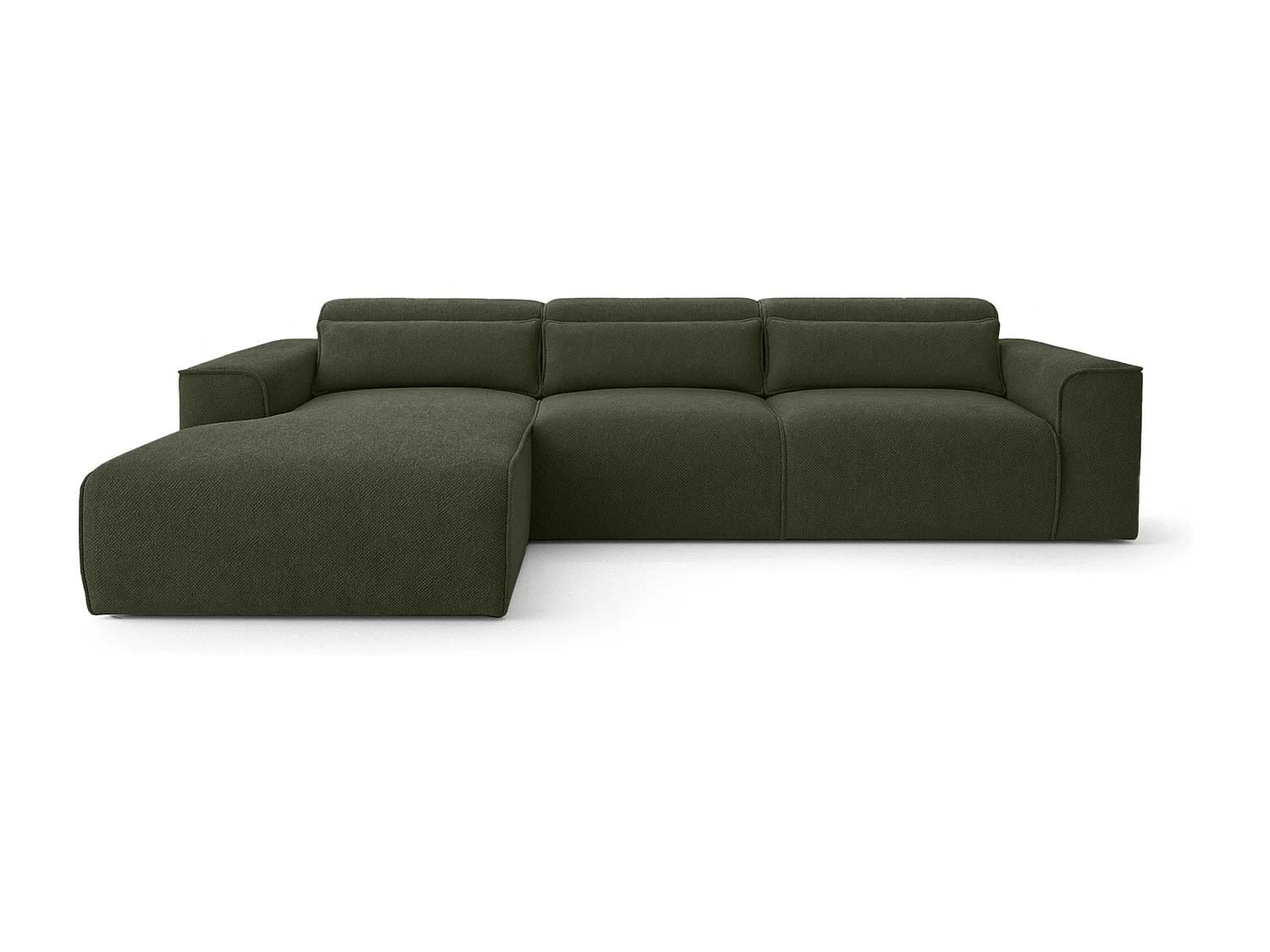 AX LIVING Canapé panoramique Ruyam vert convertible gauche