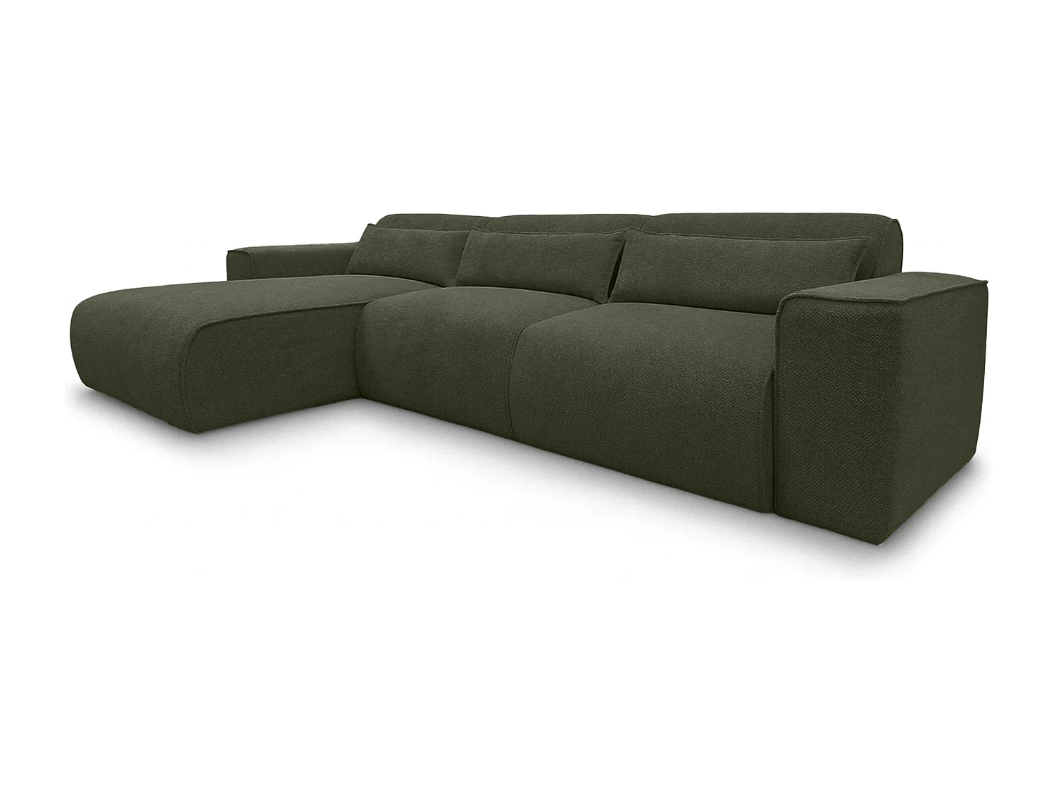 AX LIVING Canapé panoramique Ruyam vert convertible gauche