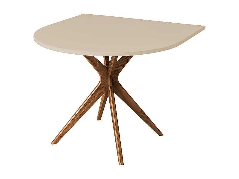 Table demi-ovale à manger 80x80 cm, 3 personnes, MDF Beige Brun | frêne teinté chêne