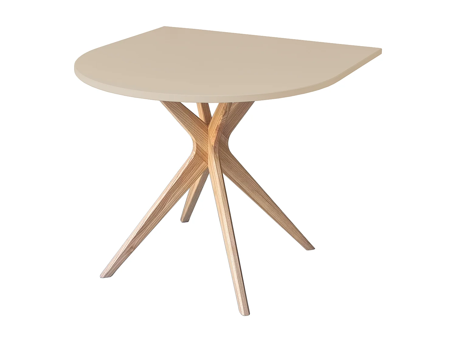 Table demi-ovale à manger 80x80 cm, 3 personnes, MDF Beige Brun | frêne